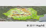 Physical Panoramic Map of Romania, darken, semi-desaturated