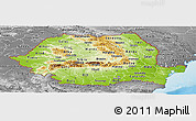 Physical Panoramic Map of Romania, desaturated, land only