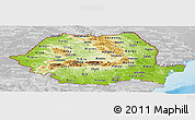 Physical Panoramic Map of Romania, lighten, desaturated, land only