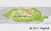 Physical Panoramic Map of Romania, lighten, desaturated