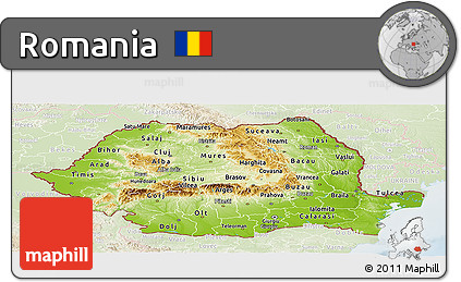 Physical Panoramic Map of Romania, lighten