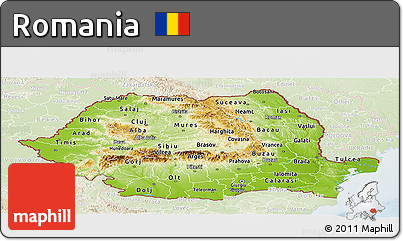 Physical Panoramic Map of Romania, lighten