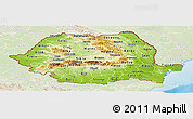 Physical Panoramic Map of Romania, lighten, land only