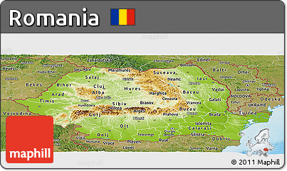 Physical Panoramic Map of Romania, satellite outside, shaded relief sea