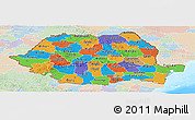 Political Panoramic Map of Romania, lighten, land only