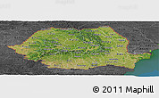 Satellite Panoramic Map of Romania, darken, desaturated, land only