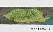 Satellite Panoramic Map of Romania, darken, semi-desaturated, land only