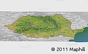 Satellite Panoramic Map of Romania, lighten, desaturated, land only