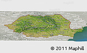 Satellite Panoramic Map of Romania, lighten, semi-desaturated, land only