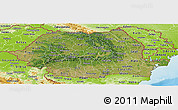 Satellite Panoramic Map of Romania, physical outside