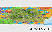 Satellite Panoramic Map of Romania, political outside