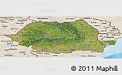 Satellite Panoramic Map of Romania, shaded relief outside
