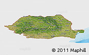 Satellite Panoramic Map of Romania, single color outside, bathymetry sea, shaded relief sea