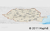 Shaded Relief Panoramic Map of Romania, lighten, desaturated, land only