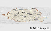 Shaded Relief Panoramic Map of Romania, lighten, desaturated