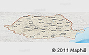 Shaded Relief Panoramic Map of Romania, lighten, semi-desaturated, land only