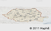 Shaded Relief Panoramic Map of Romania, lighten, semi-desaturated