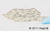 Shaded Relief Panoramic Map of Romania, single color outside