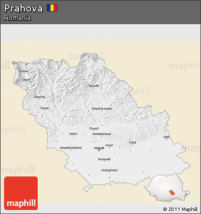 Classic Style 3D Map of Prahova, single color outside