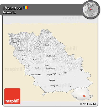 Classic Style 3D Map of Prahova, single color outside