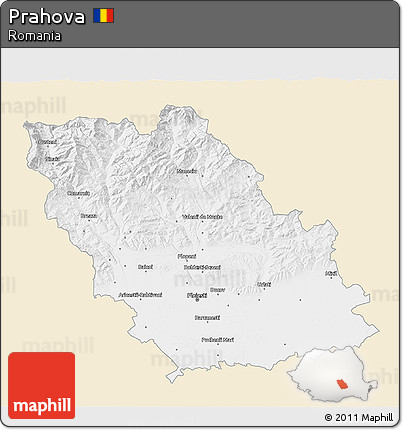 Classic Style 3D Map of Prahova, single color outside