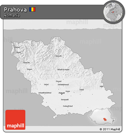 Gray 3D Map of Prahova, single color outside