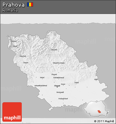 Gray 3D Map of Prahova, single color outside