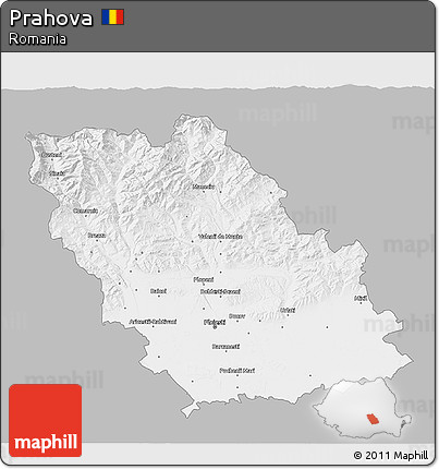 Gray 3D Map of Prahova, single color outside