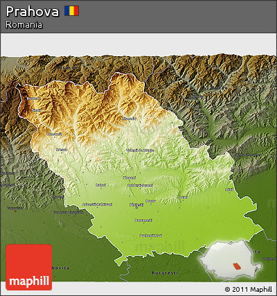 Physical 3D Map of Prahova, darken