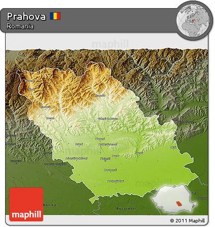 Physical 3D Map of Prahova, darken