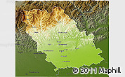 Physical 3D Map of Prahova, darken
