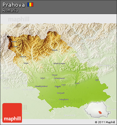 Physical 3D Map of Prahova, lighten
