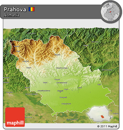 Physical 3D Map of Prahova, satellite outside