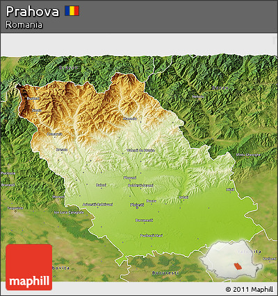 Physical 3D Map of Prahova, satellite outside