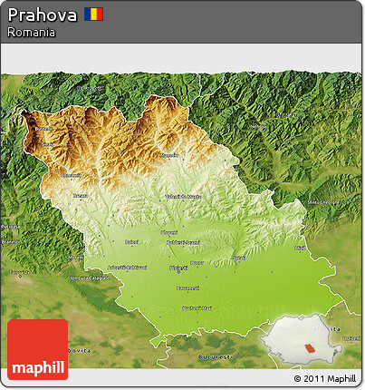 Physical 3D Map of Prahova, satellite outside