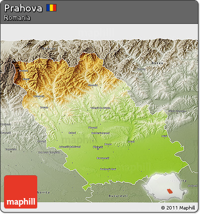 Physical 3D Map of Prahova, semi-desaturated