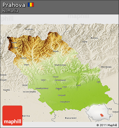 Physical 3D Map of Prahova, shaded relief outside