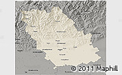 Shaded Relief 3D Map of Prahova, darken, semi-desaturated