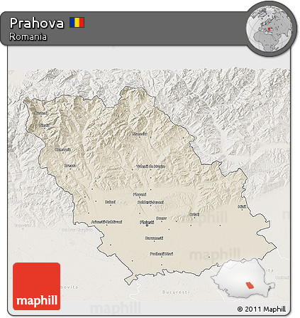 Shaded Relief 3D Map of Prahova, lighten