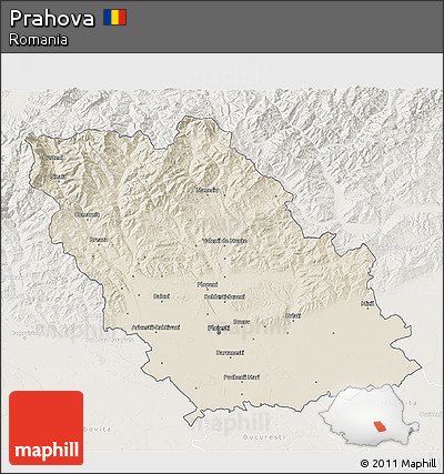 Shaded Relief 3D Map of Prahova, lighten