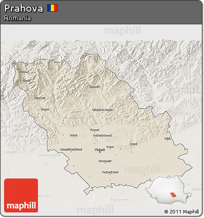 Shaded Relief 3D Map of Prahova, lighten
