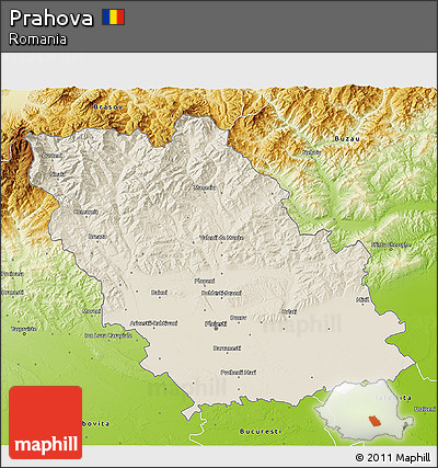 Shaded Relief 3D Map of Prahova, physical outside