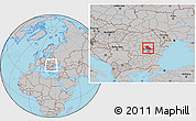 Gray Location Map of Prahova, within the entire country