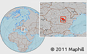 Gray Location Map of Prahova, hill shading