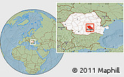 Savanna Style Location Map of Prahova, highlighted country, hill shading