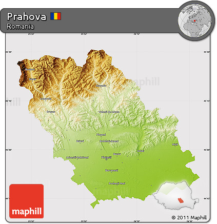 Physical Map of Prahova, cropped outside