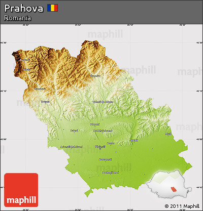 Physical Map of Prahova, cropped outside