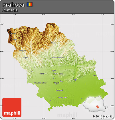Physical Map of Prahova, cropped outside