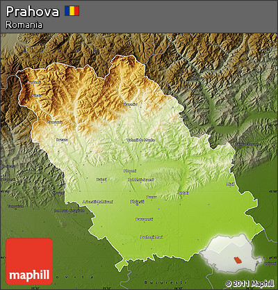 Physical Map of Prahova, darken