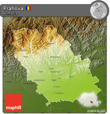Physical Map of Prahova, darken